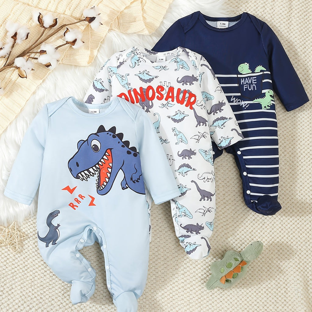 Baby Dinosaur Print Bodysuits – 3-Pack