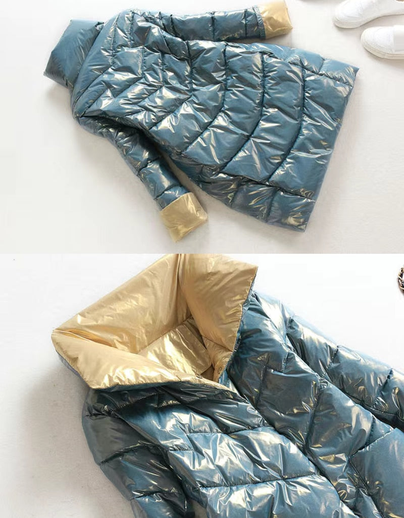 Quilted Hooded Long Parka Coat