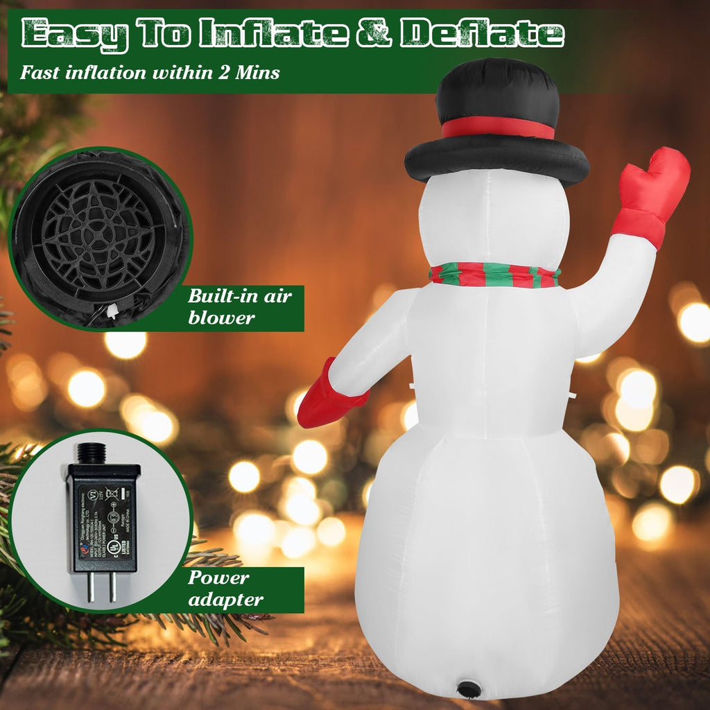 7.9 ft Christmas Inflatable Giant Snowman Blow up Light up Snowman with LED Lights Hat Scarf IPX4