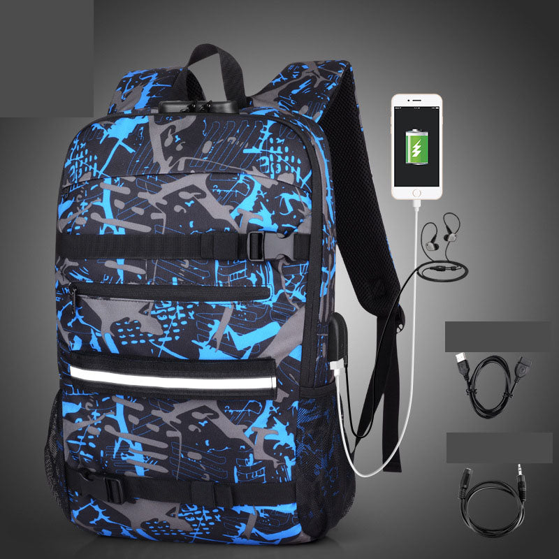 Camouflage Backpack with USB Port & Anti-Theft Lock