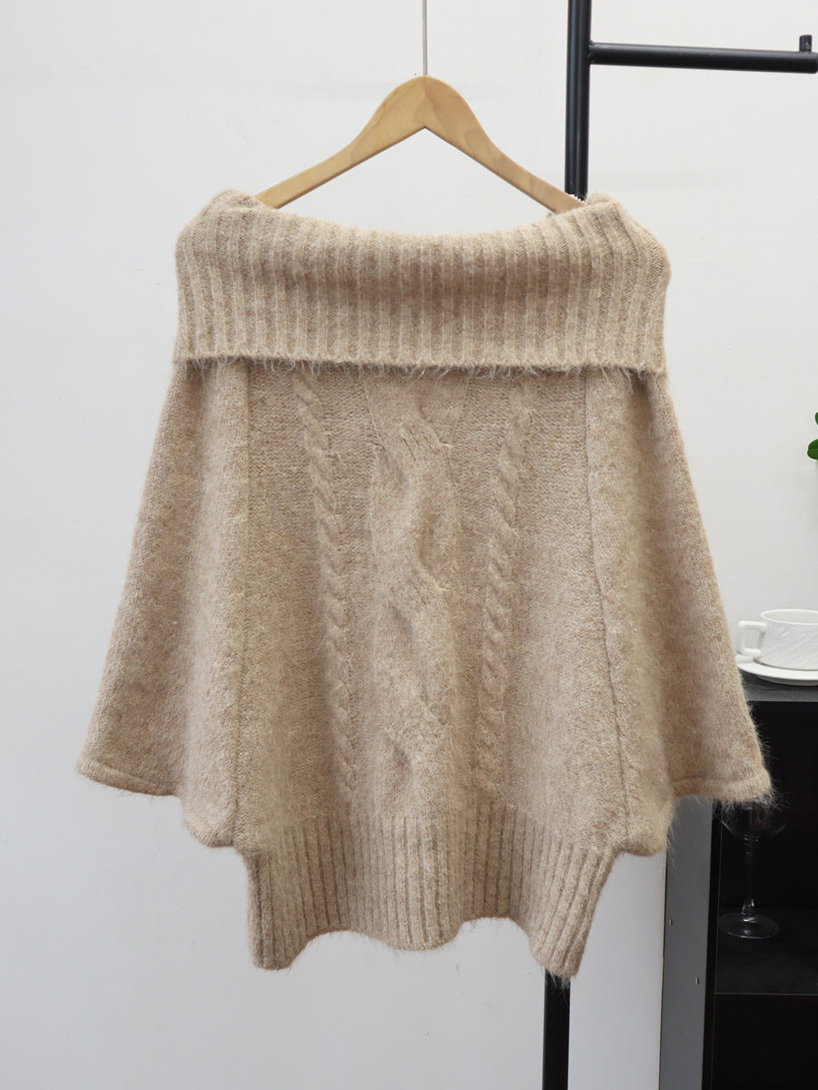 Cable-Knit Cape Sweater