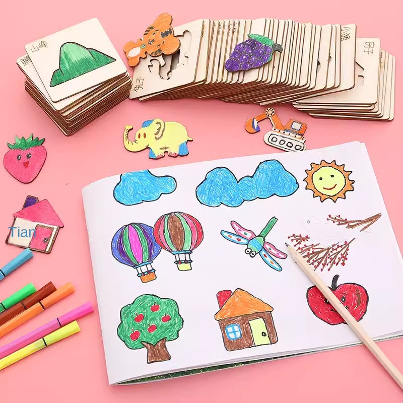Kids’ Wooden Drawing Stencil Set