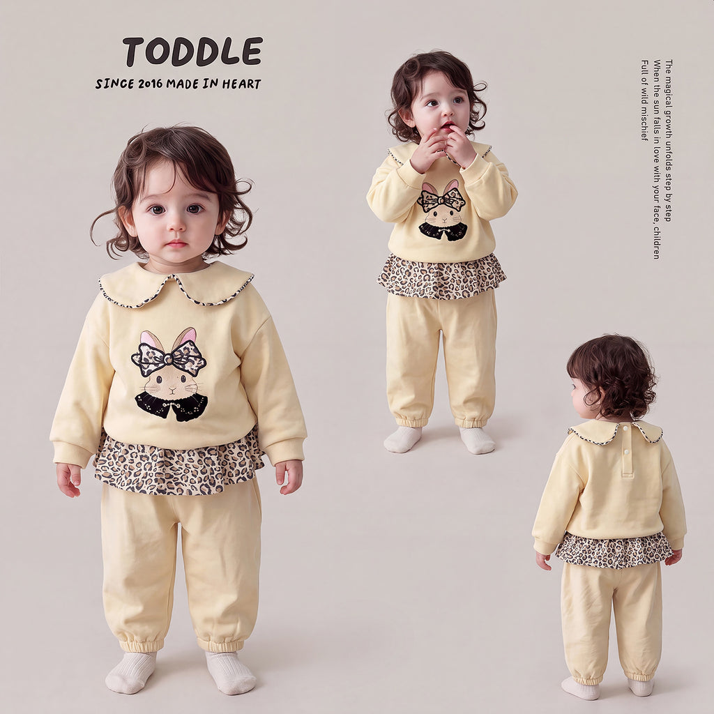 Kids’ Rabbit-Embroidered Hoodie Set, 2 Pieces
