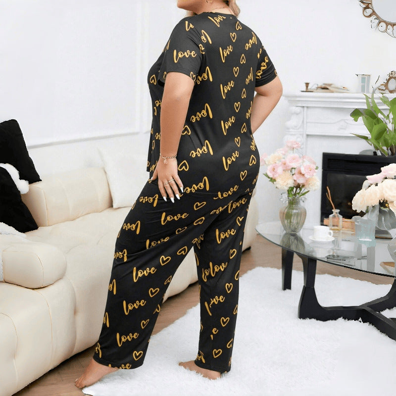 Women's Plus Size Heart-Print Pajama Set