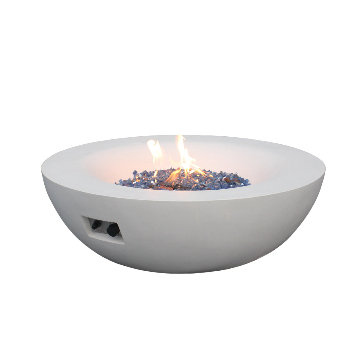 42-Inch Outdoor Concrete Propane Fire Pit Bowl – Antique White
