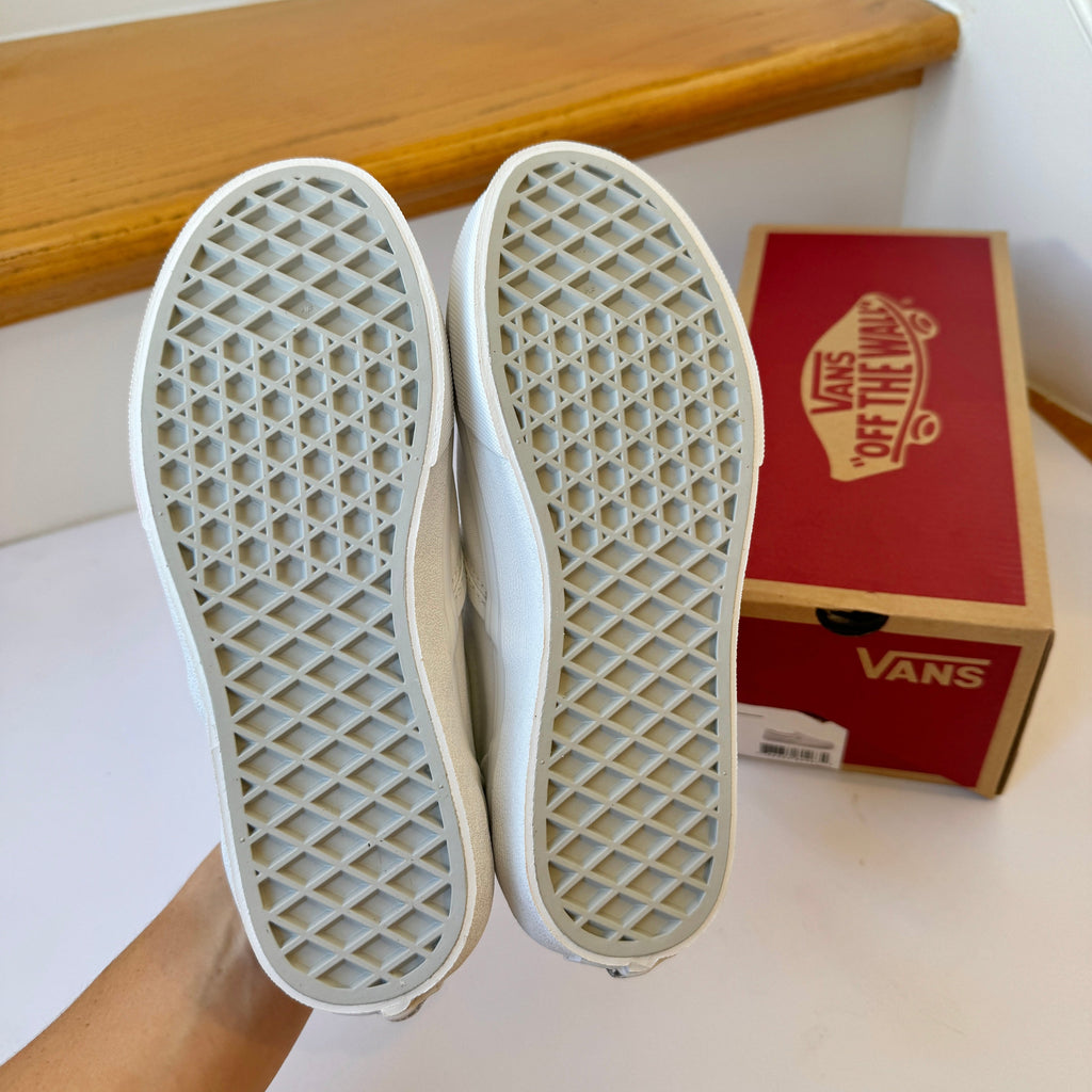 Vans Kids’ Classic Slip-On Sneakers — All White, New