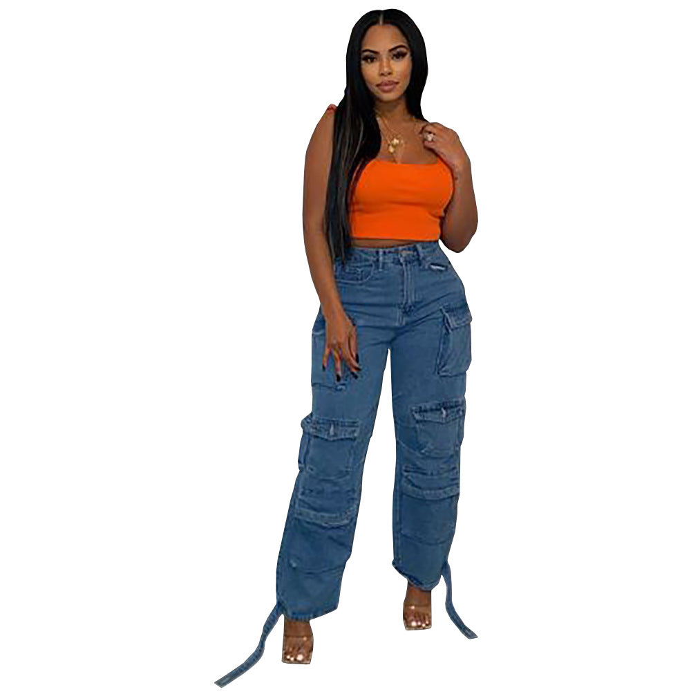 Women's Plus Size Multi-Pocket Cargo Jeans