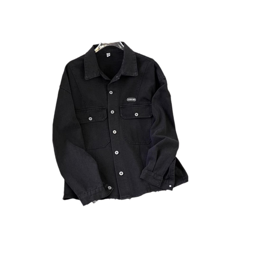 Women's Plus Size Loose-Fit Black Denim Jacket