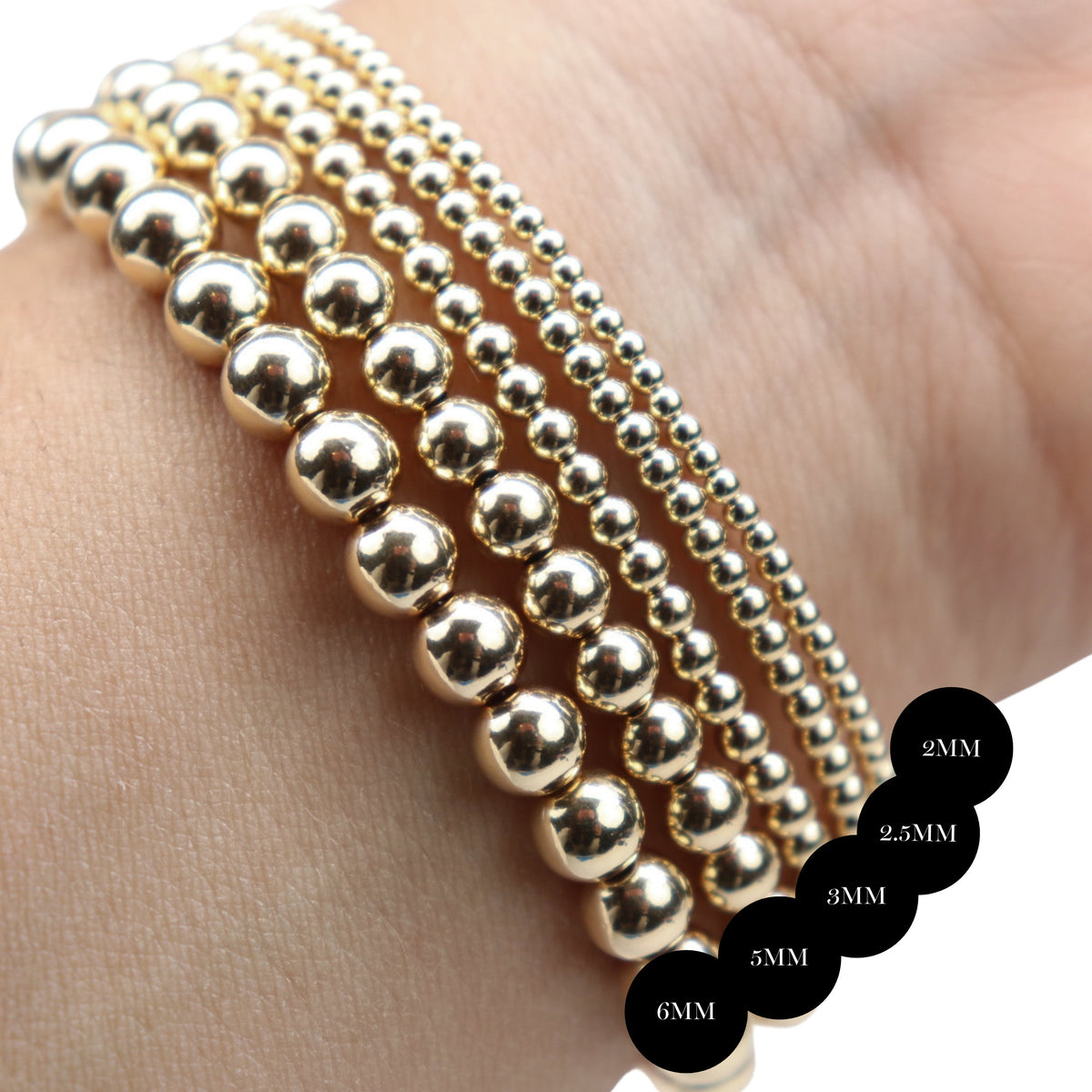 14/20 Gold-Filled Stretch Beaded Bangle Bracelet