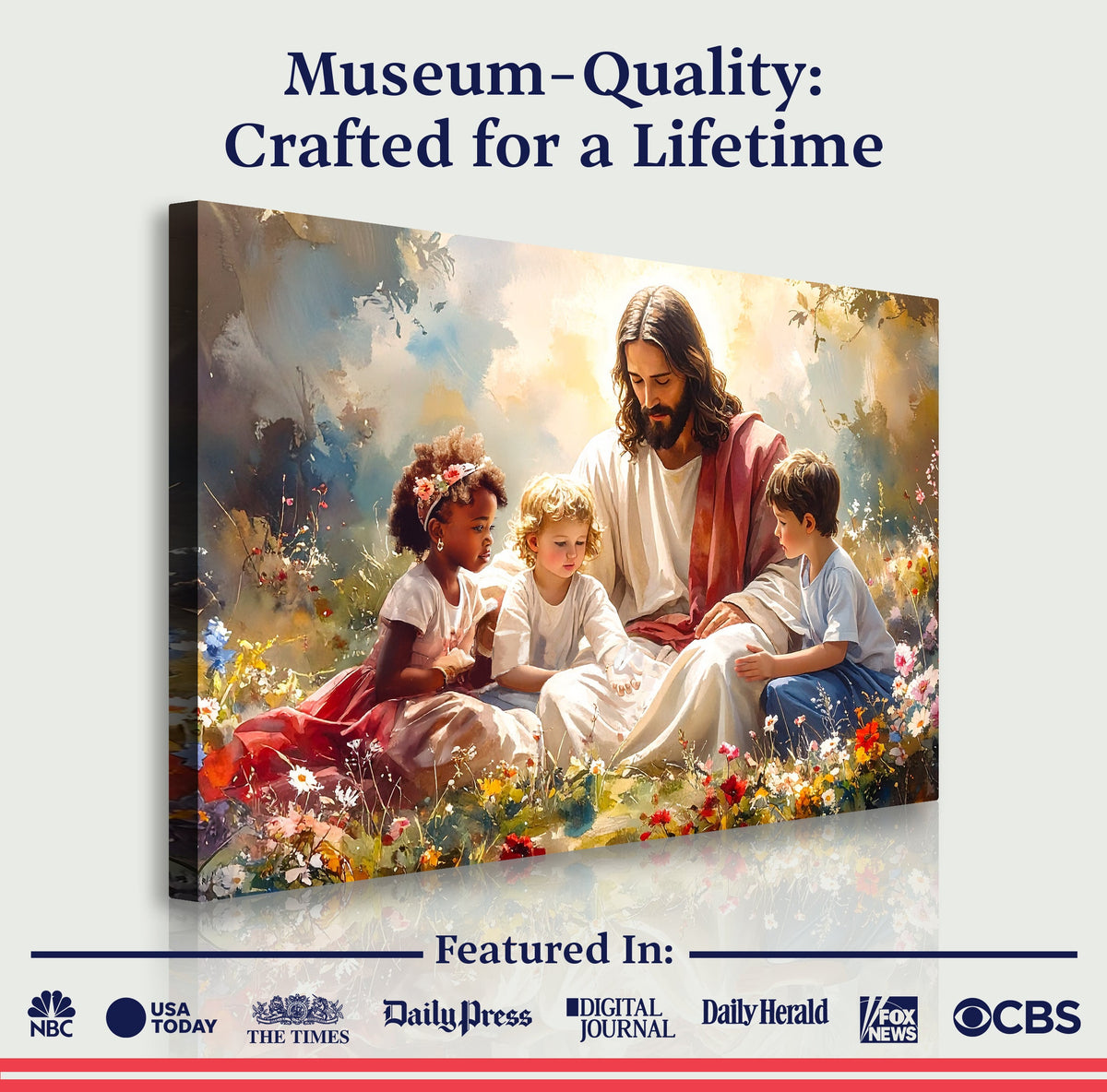 Jesus with Children VIII Christian Canvas Wall Art
