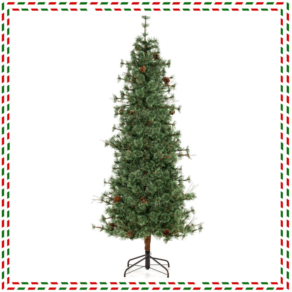 Pre-Lit Hinged Christmas Tree with Pinecones | 6–8 ft