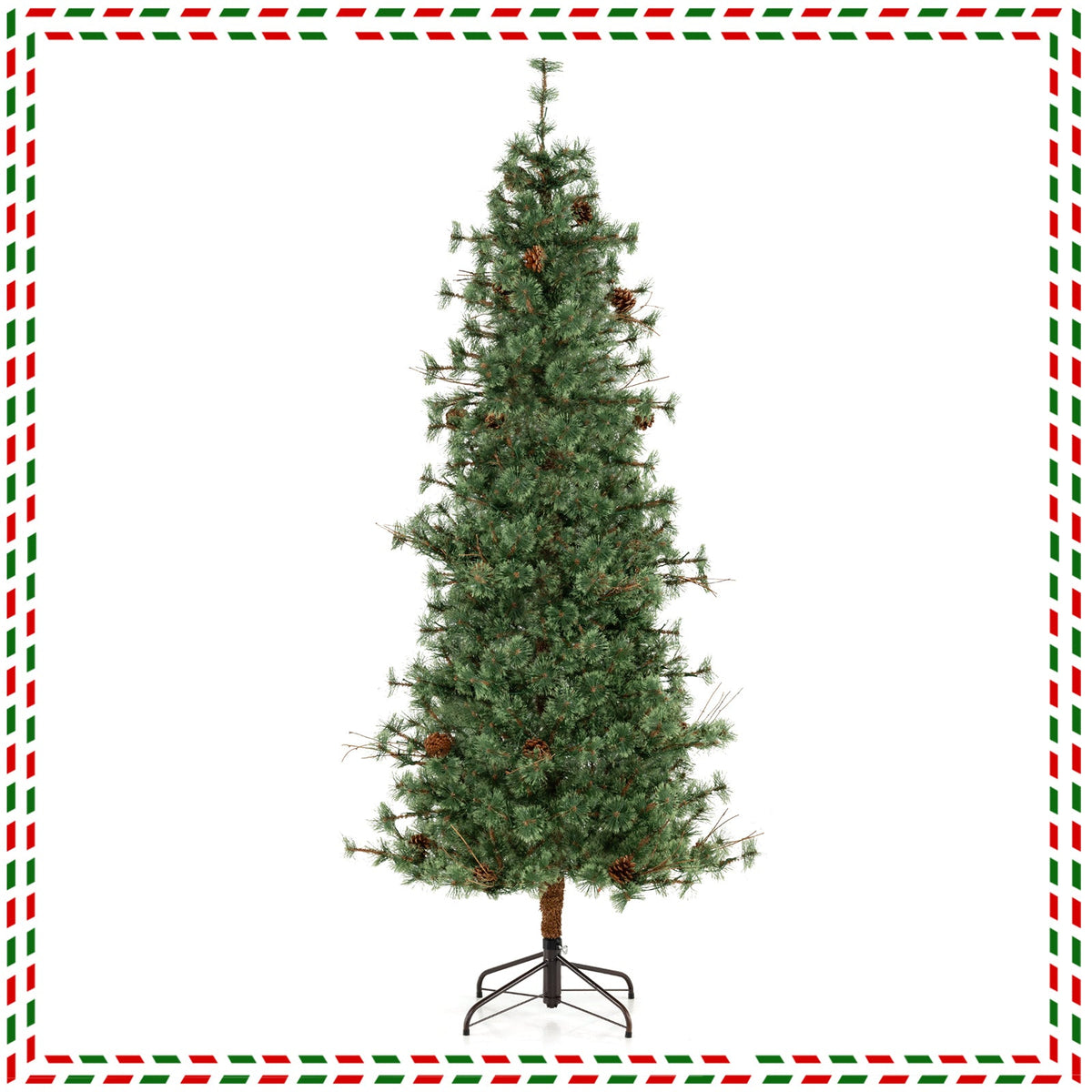 Pre-Lit Hinged Christmas Tree with Pinecones | 6–8 ft