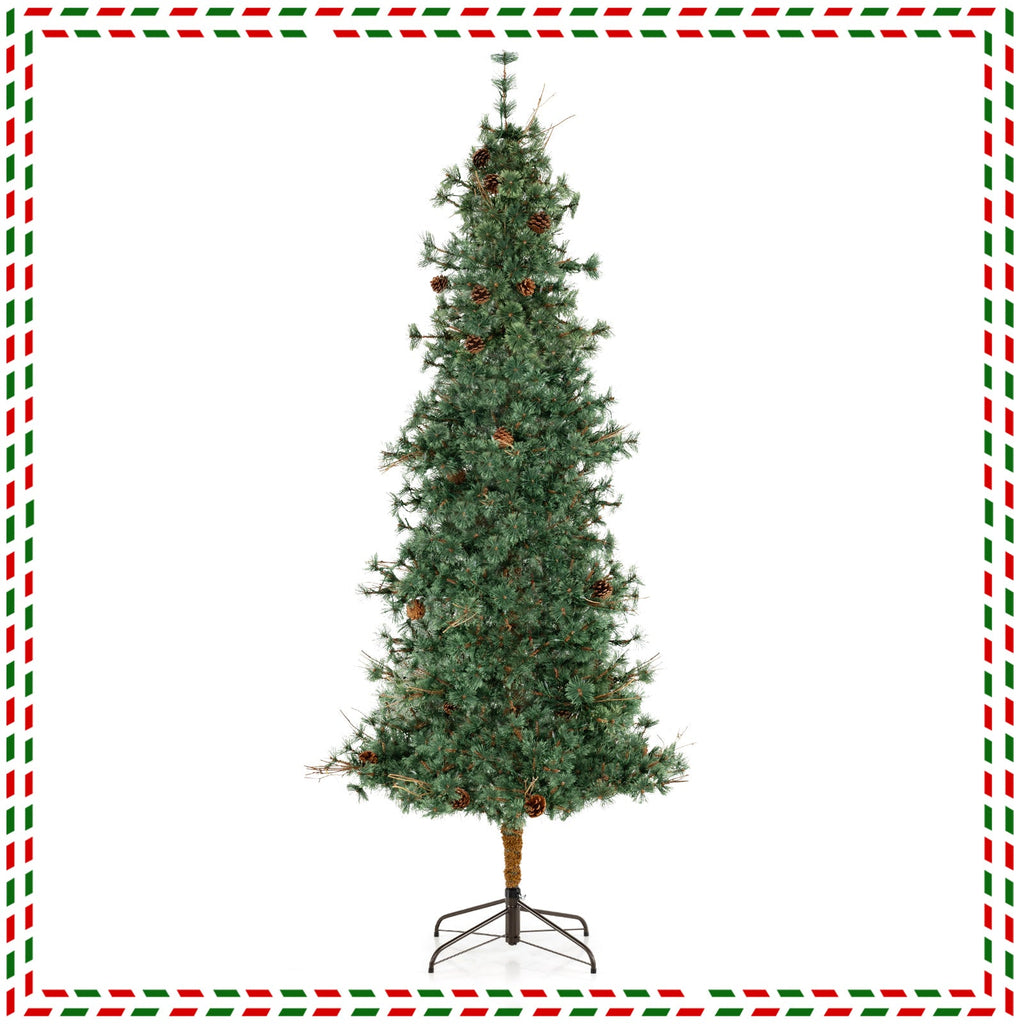 Pre-Lit Hinged Christmas Tree with Pinecones | 6–8 ft