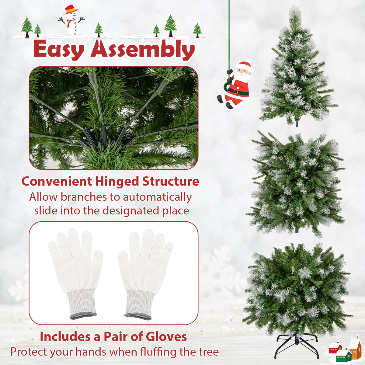 6/7.5/9 ft Artificial Christmas Tree with Warm-White LED Lights