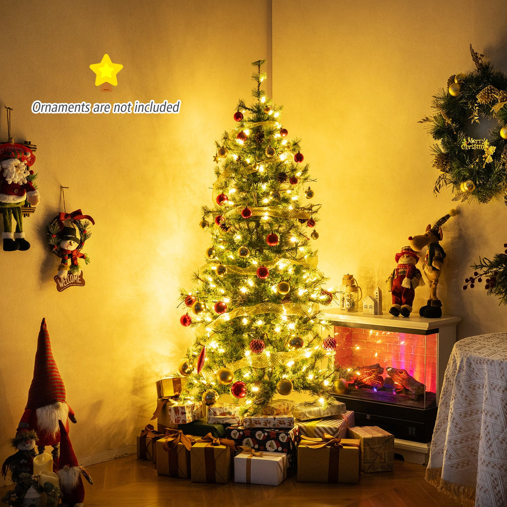 Pre-Lit Hinged Christmas Tree with Pinecones | 6–8 ft