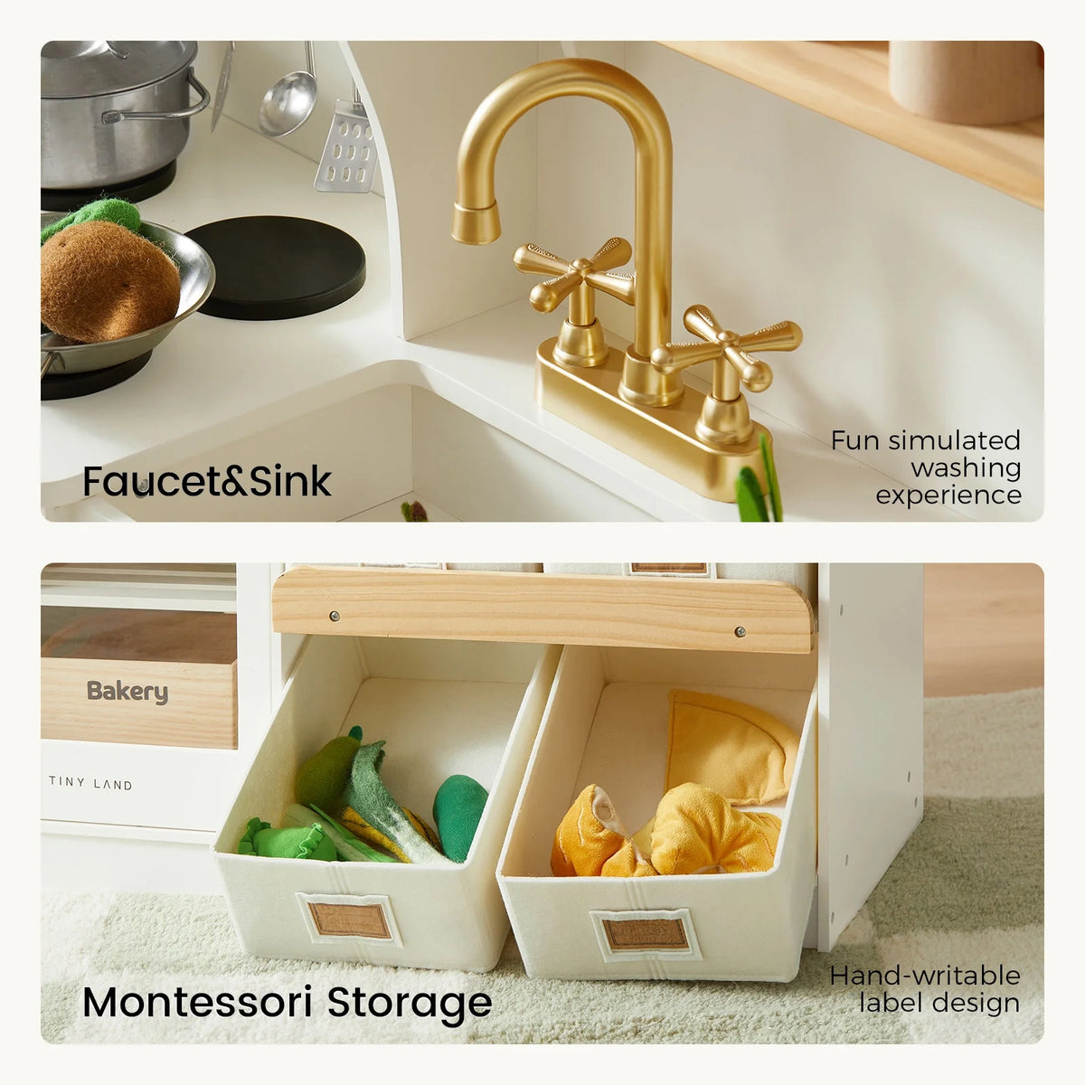 Tiny Land Wooden Play Kitchen with Storage