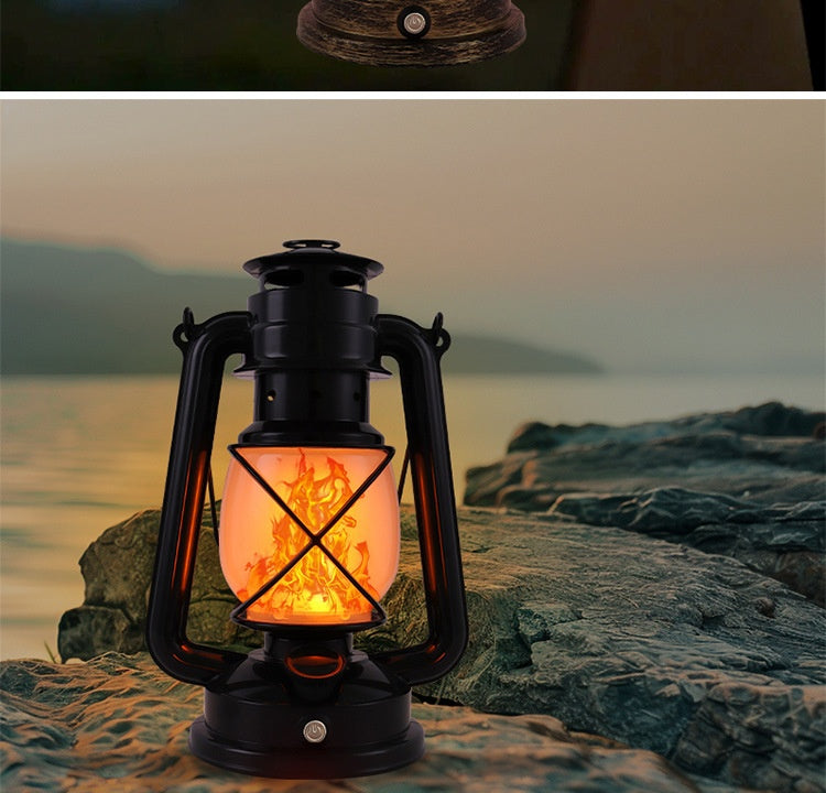 Rechargeable Retro Flame LED Camping Table Lantern