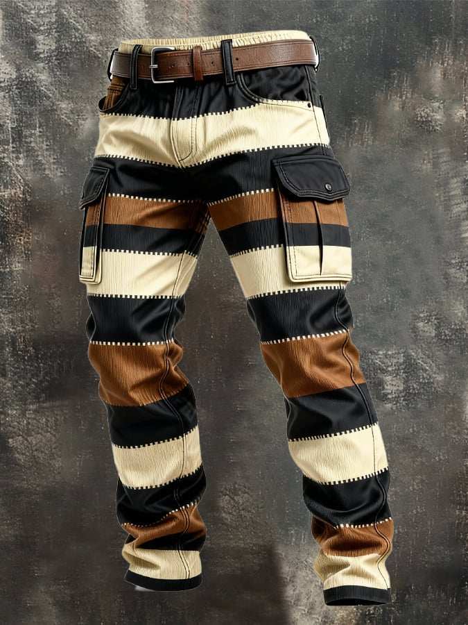 Men's Patchwork Plaid Cargo Pants