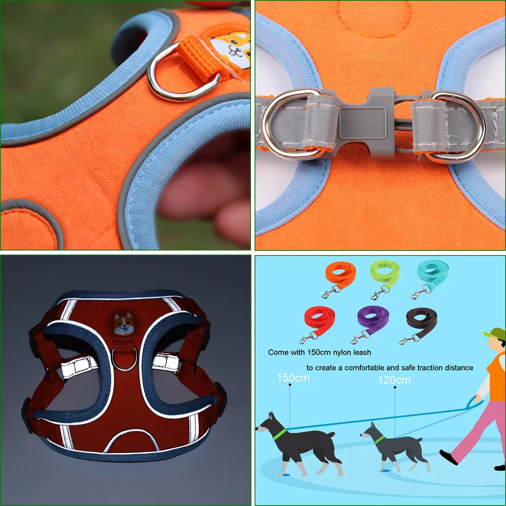 Reflective Dog & Cat Harness with Leash – Adjustable No-Pull Vest