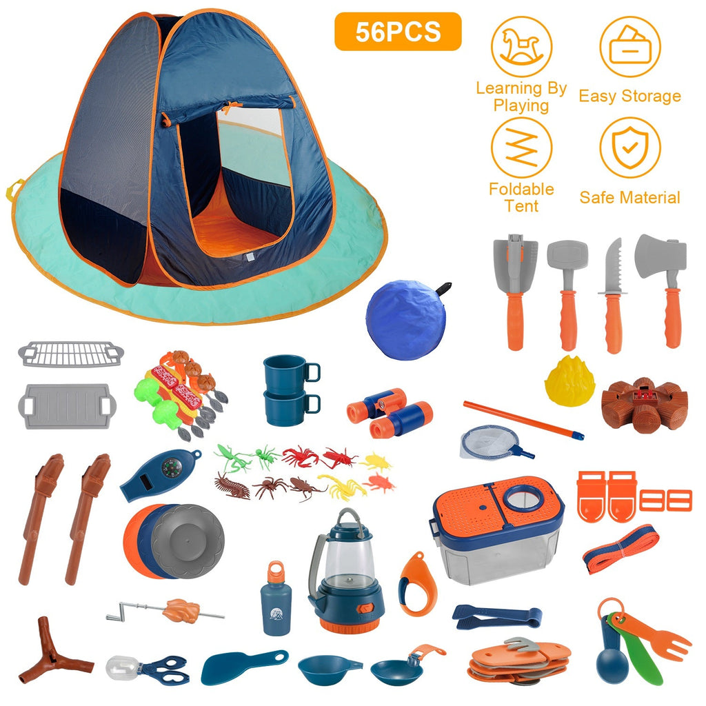 Kids’ Pretend Camping Play Set — 56 Pieces