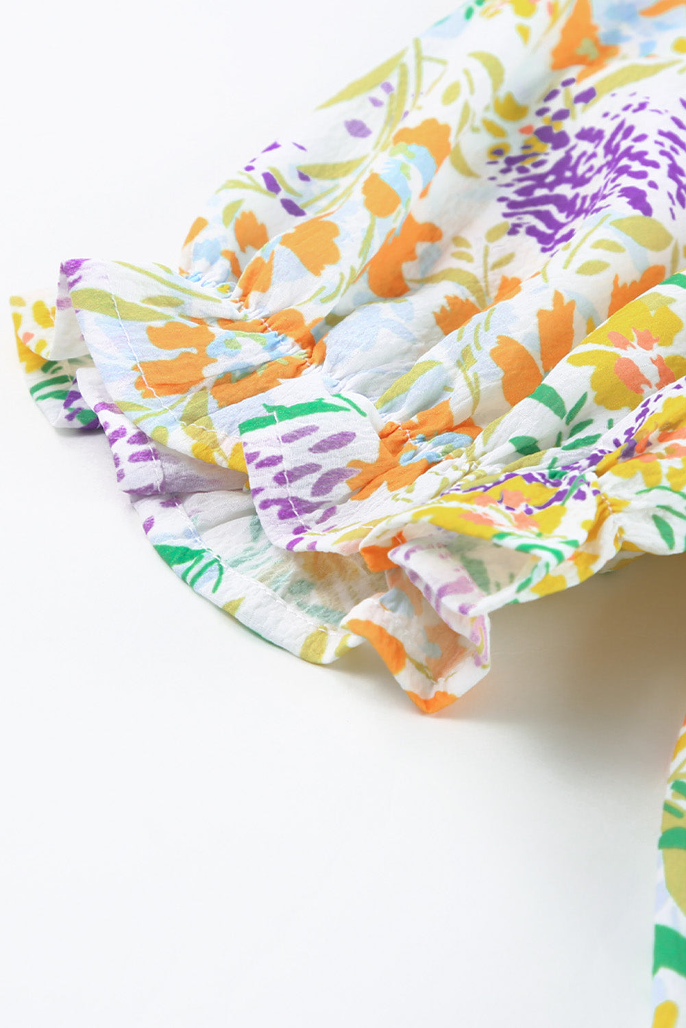 Women's Plus Size Floral Ruffle Bubble-Sleeve Dress