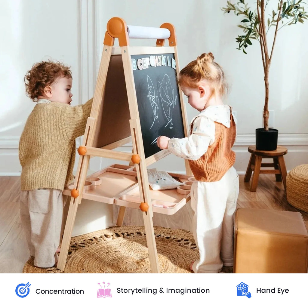Tiny Land Caramel Magnitales Adjustable Double-Sided Kids' Easel