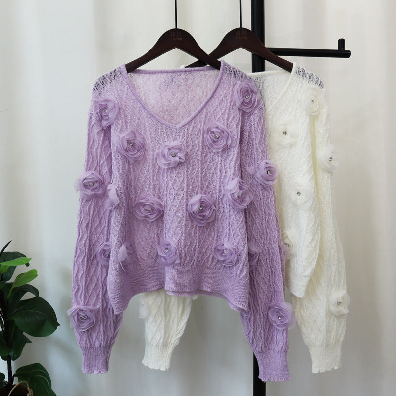 Floral V-Neck Sweater