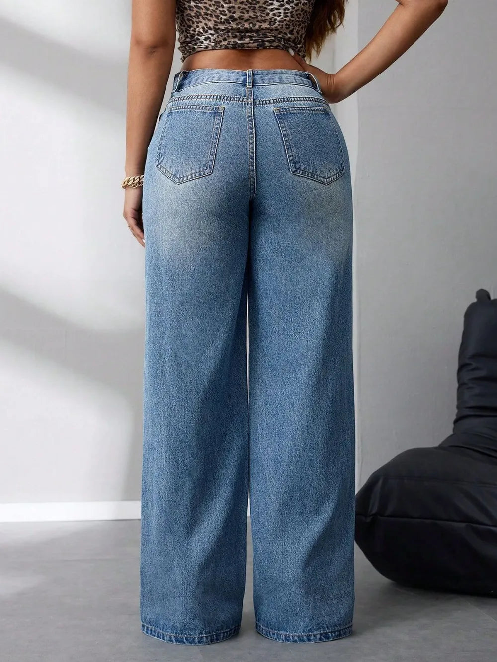 Light-Wash Wide-Leg Jeans