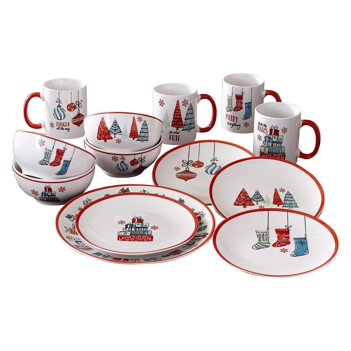 Holiday Gift Porcelain Dinnerware Set – 16 Pieces