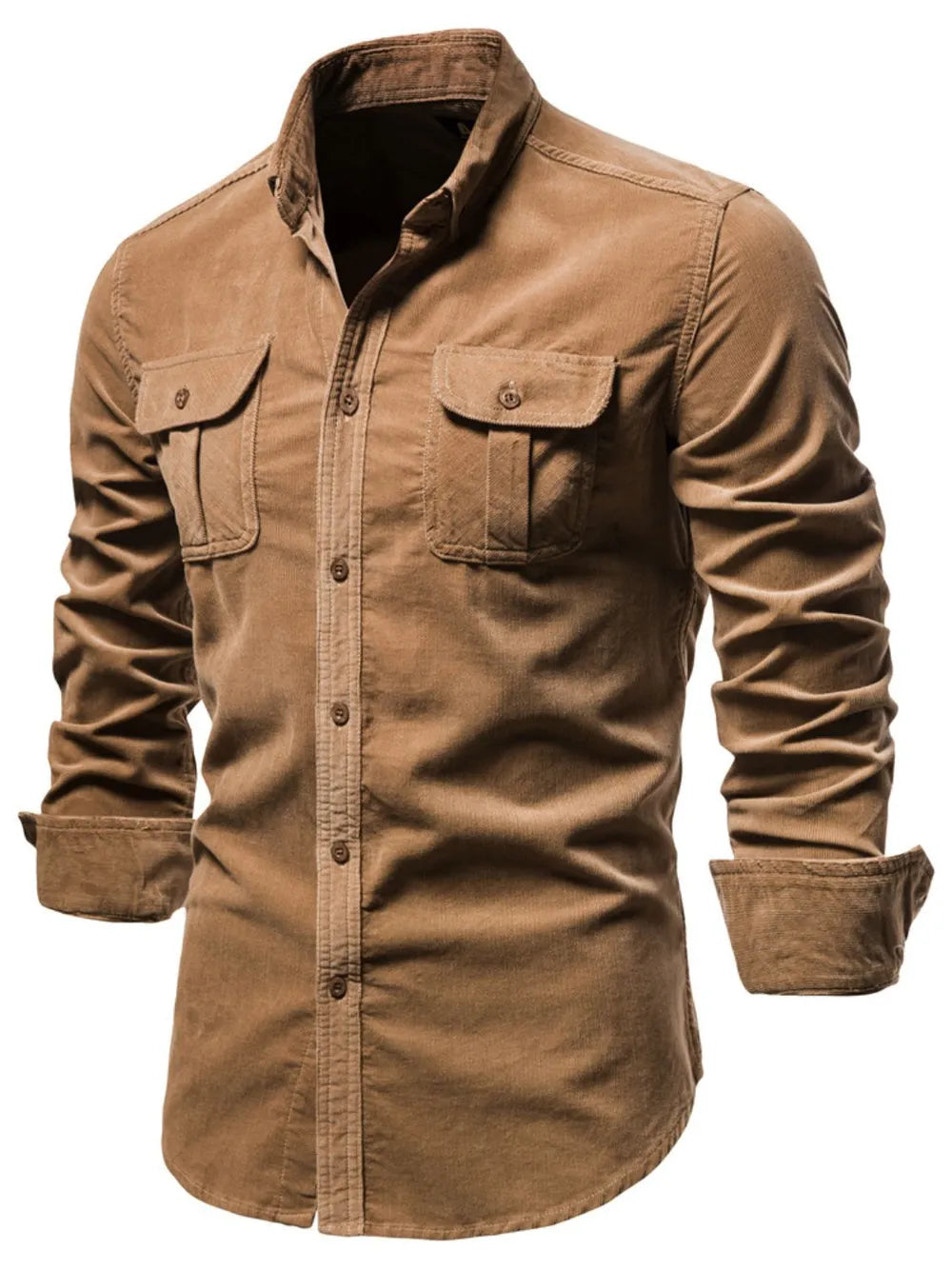 Men's Plus Size Solid Button-Down Collared Shirt