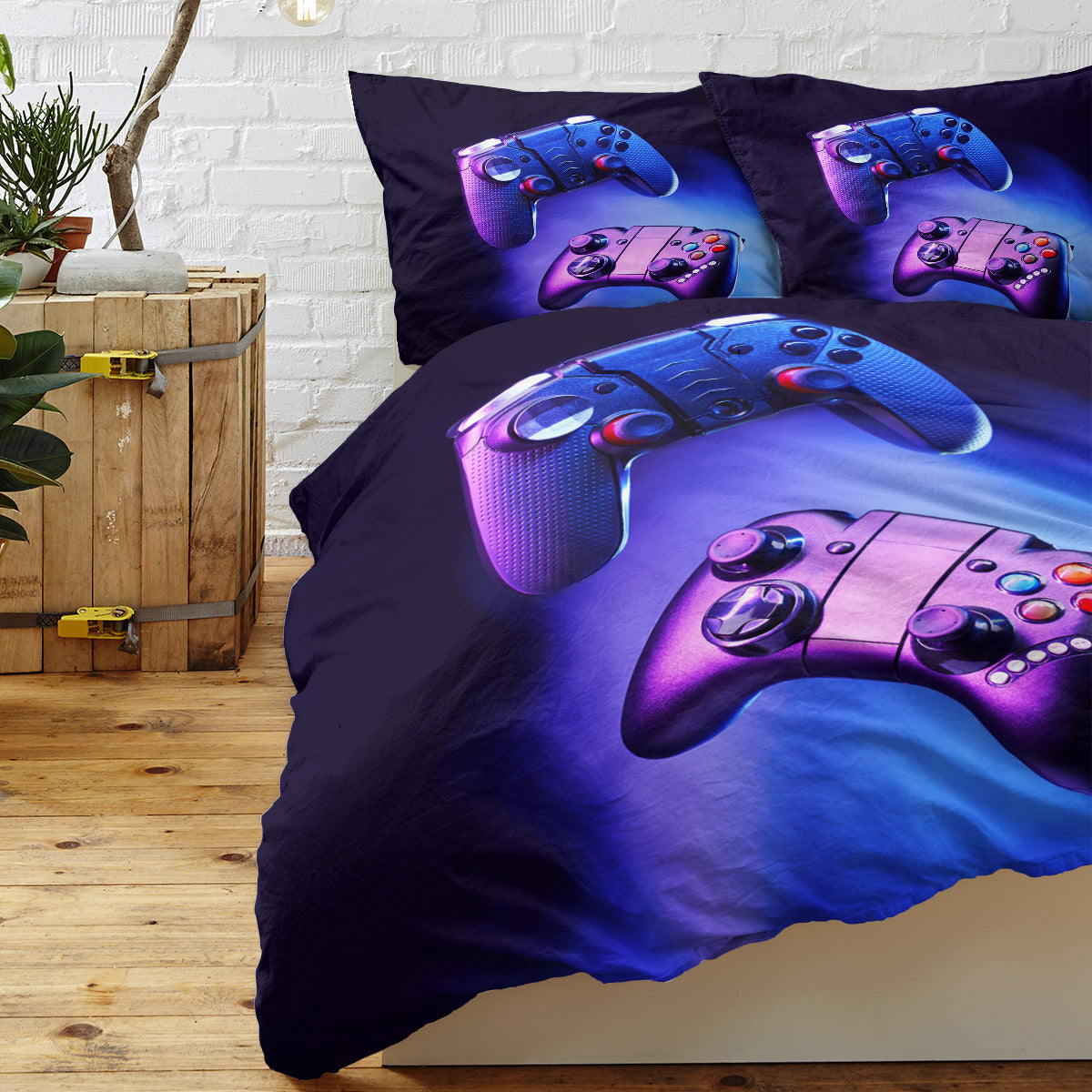 Gamer Gamepad Duvet Cover & Pillow Sham Set — 3 Pieces