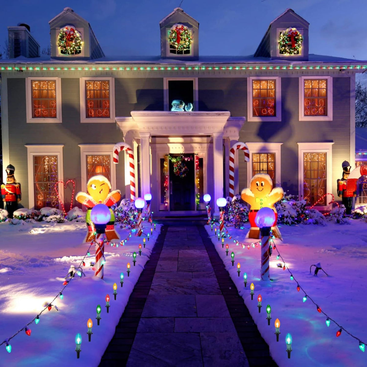 Outdoor C9 Christmas Pathway Lights with Stakes