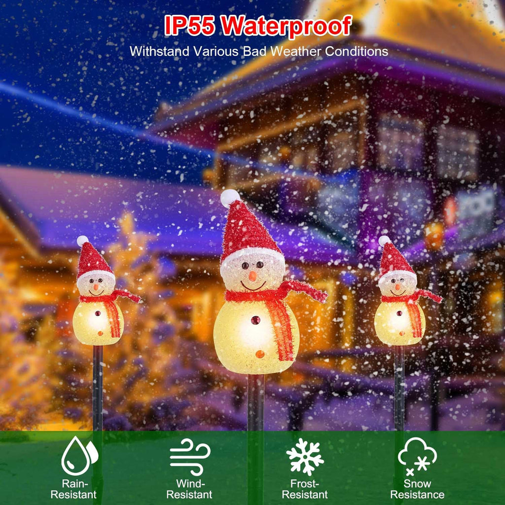 1Pc Solar Powered Lamp 3 Snowmen Outdoor Decorative Christmas Lamp Garden Stake Light IP55