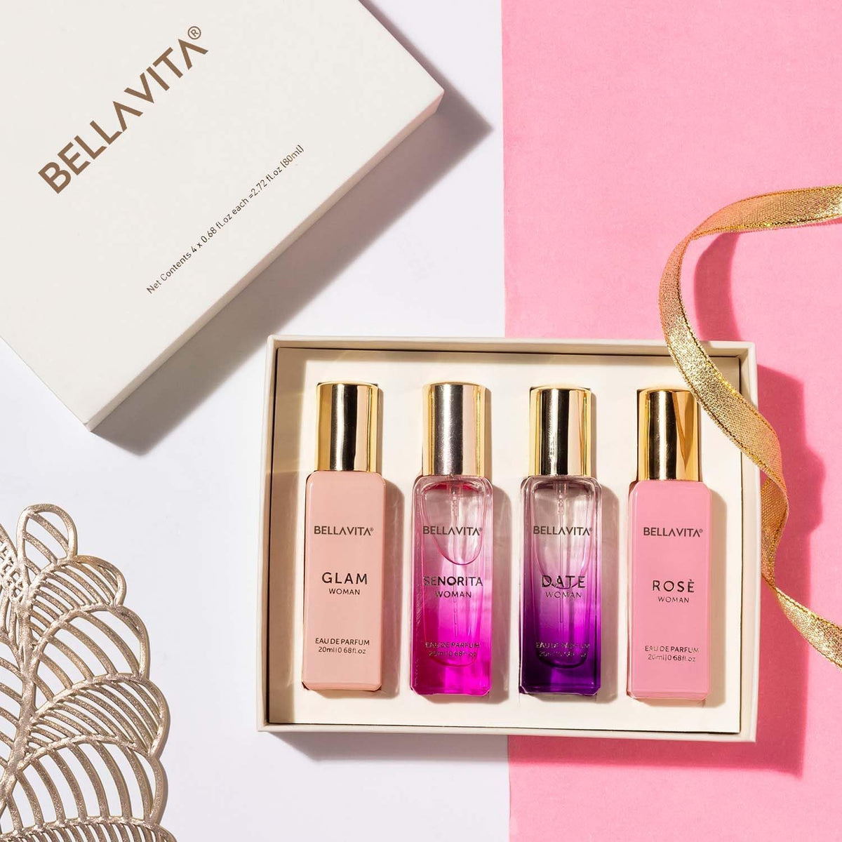 BellaVita Women’s Perfume Gift Set, 4 × 20 mL