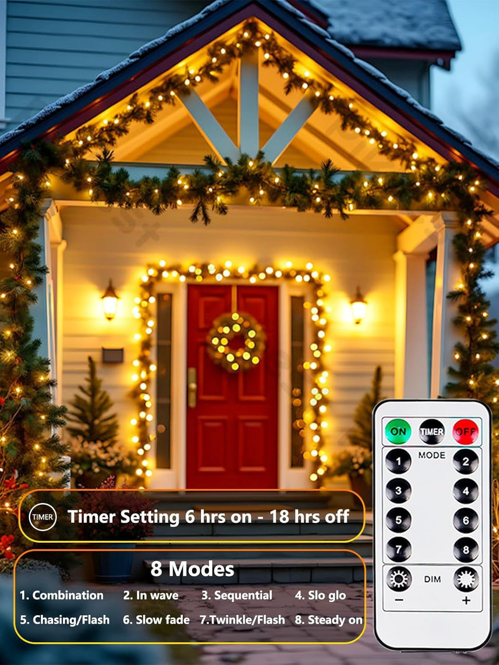 Battery-Powered LED Fairy String Lights with Timer