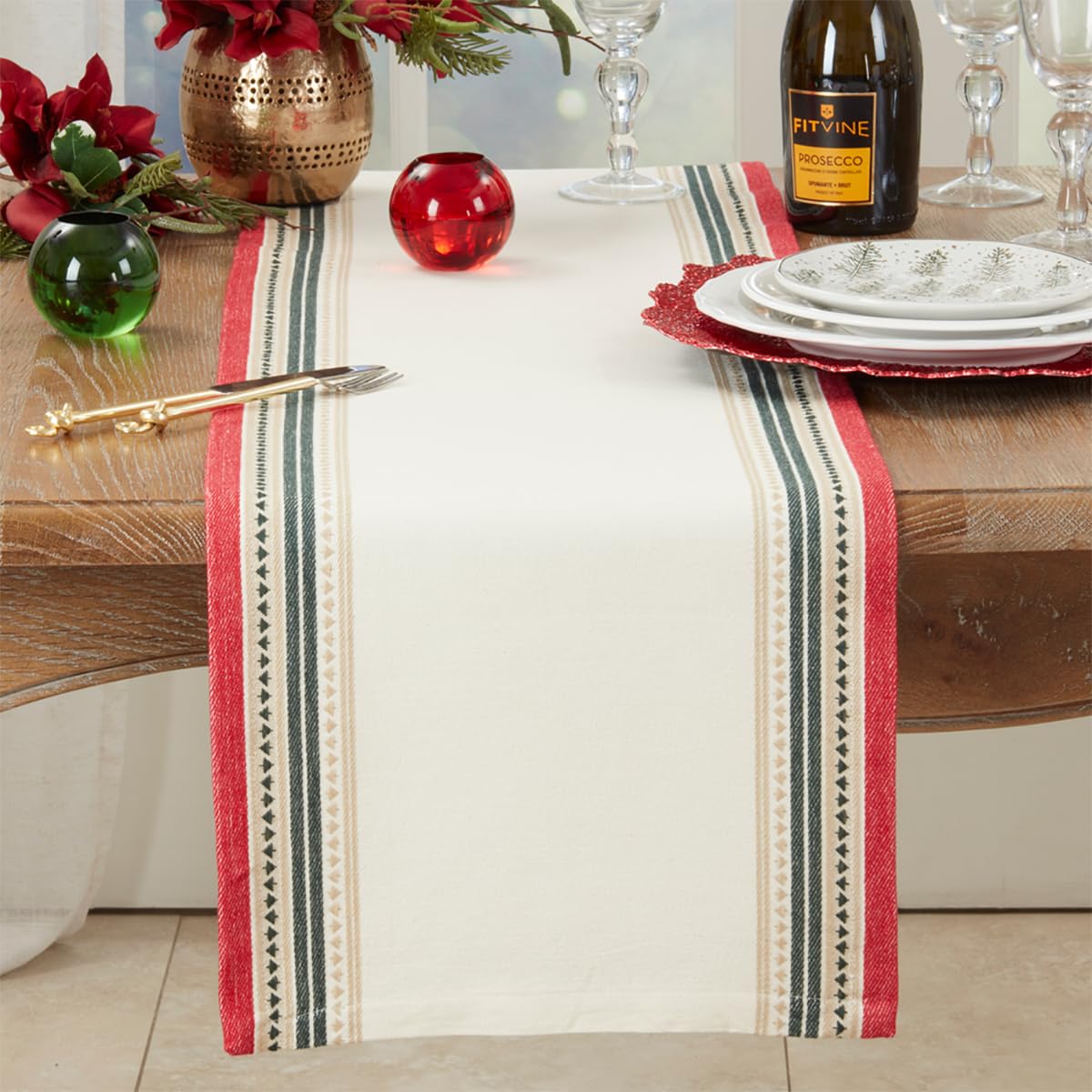 Dobby-Woven Christmas Tree Table Linens