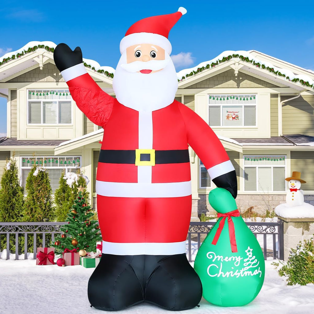 GOOSH 10.3 ft Waving Christmas Inflatable Santa Decorations