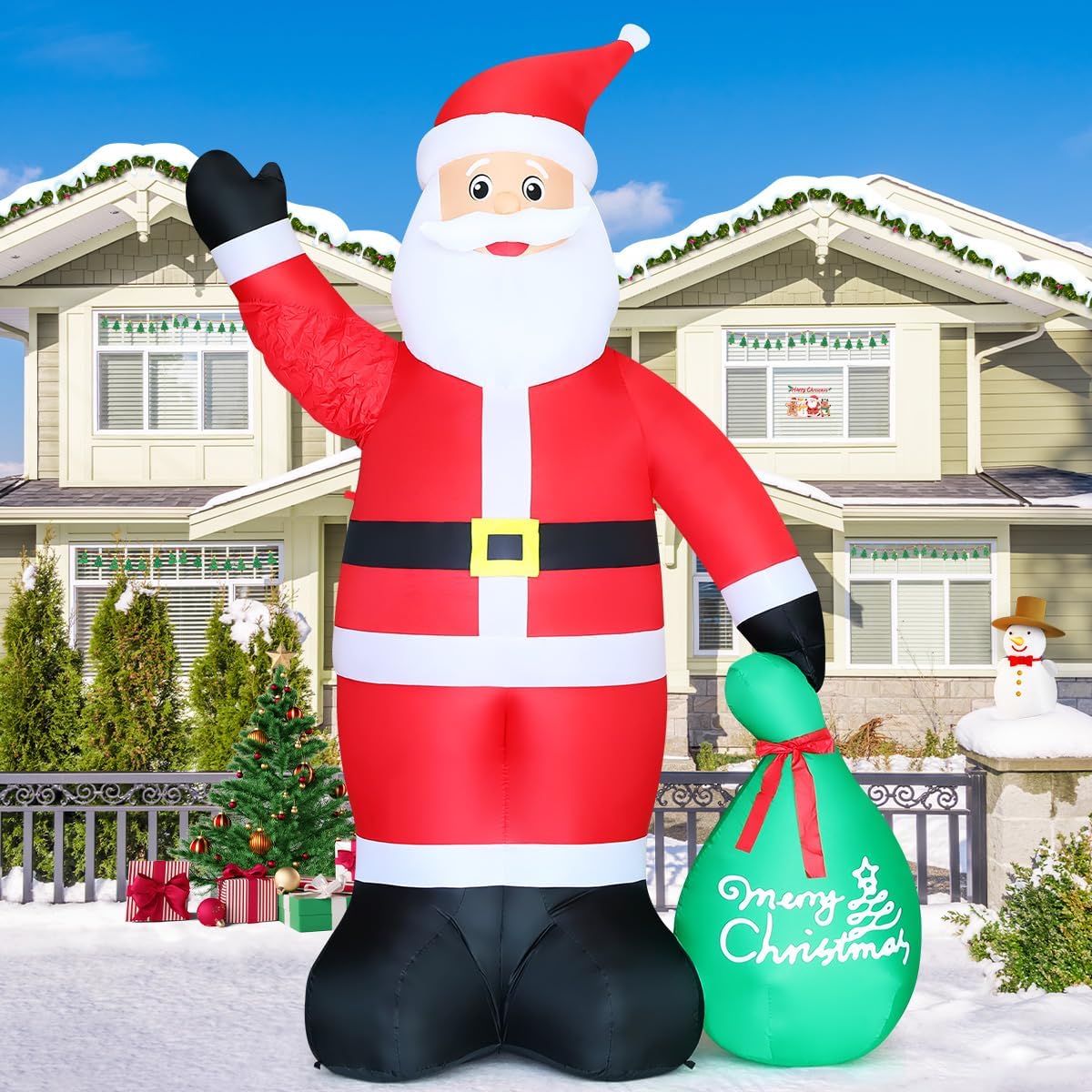 GOOSH 10.3 ft Waving Christmas Inflatable Santa Decorations