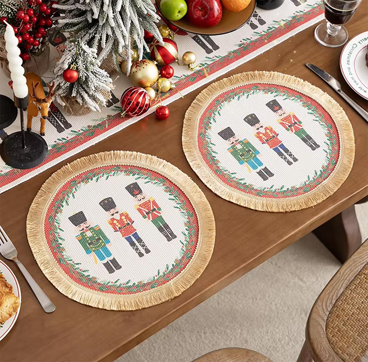 Nutcracker Fringe Christmas Placemats – Set of 4