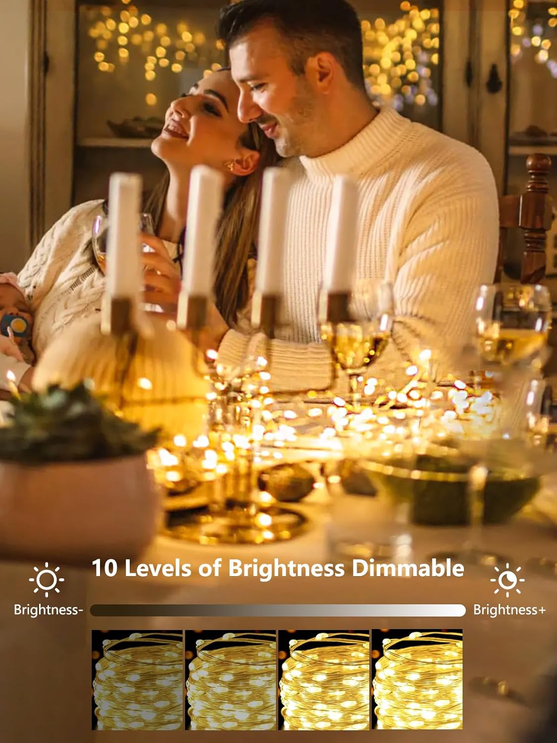 Battery-Powered LED Fairy String Lights with Timer