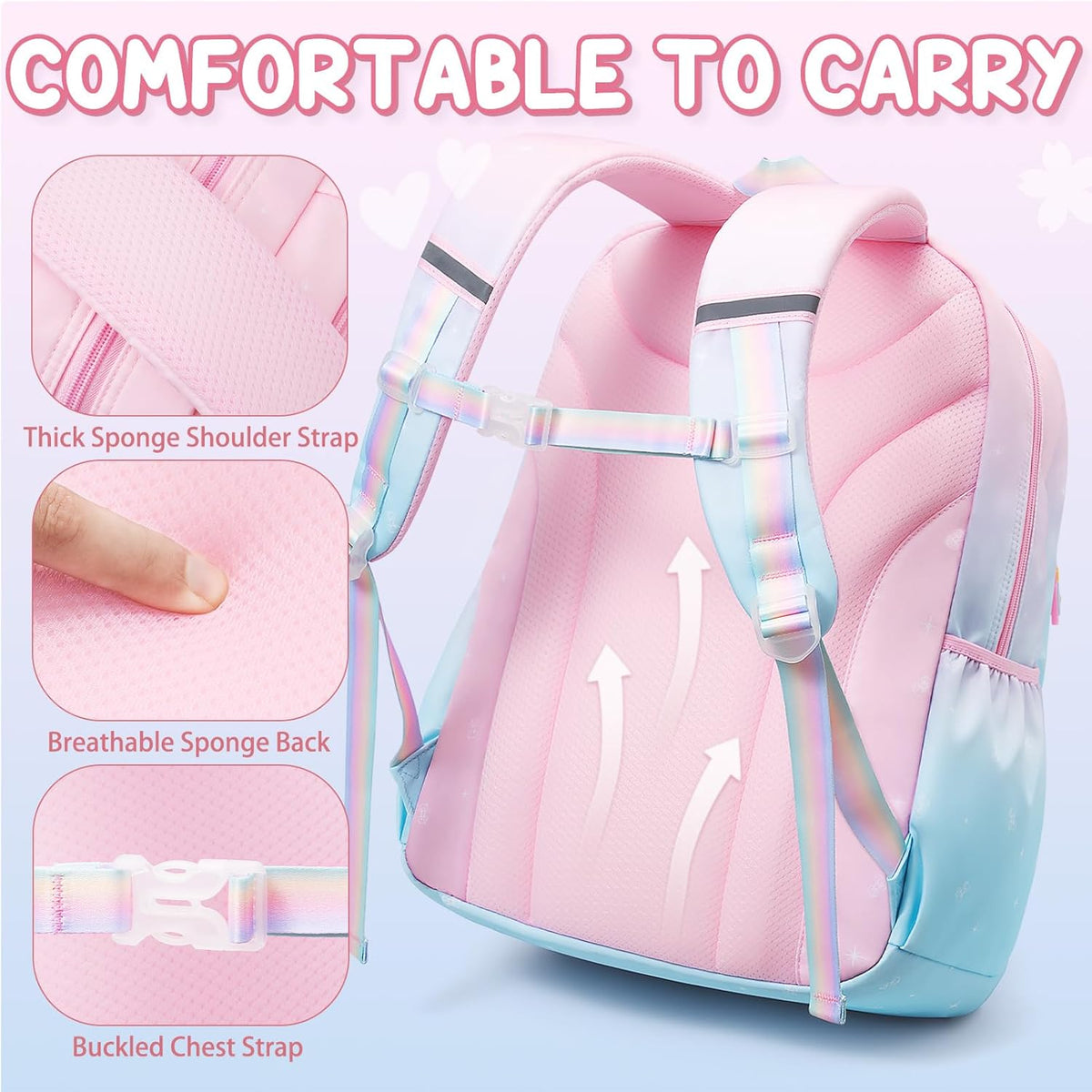 Girls’ School Backpack & Lunch Box Set, 3 Pieces