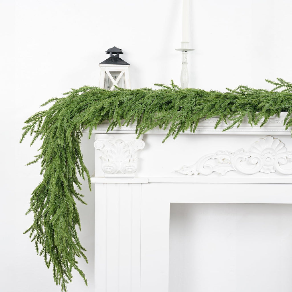 XmasExp Norfolk Pine Garland 6 ft Realistic Artificial Christmas Green