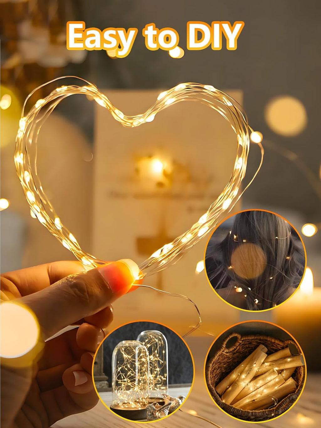Battery-Powered LED Fairy String Lights with Timer
