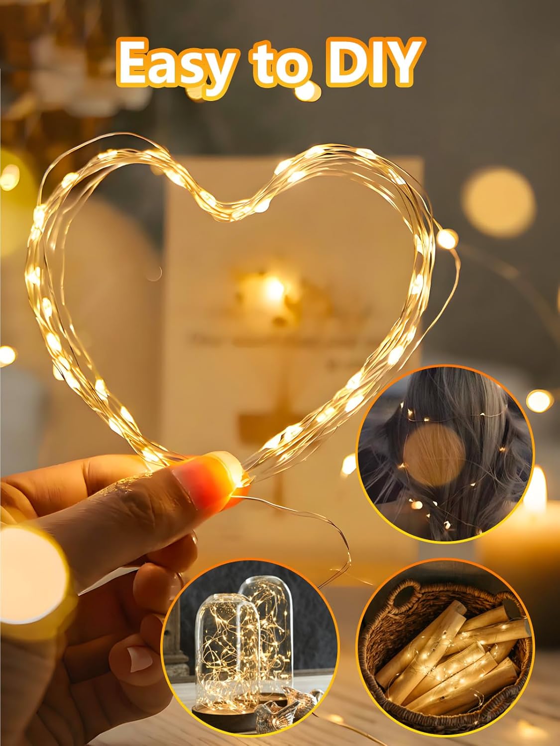 Battery-Powered LED Fairy String Lights with Timer