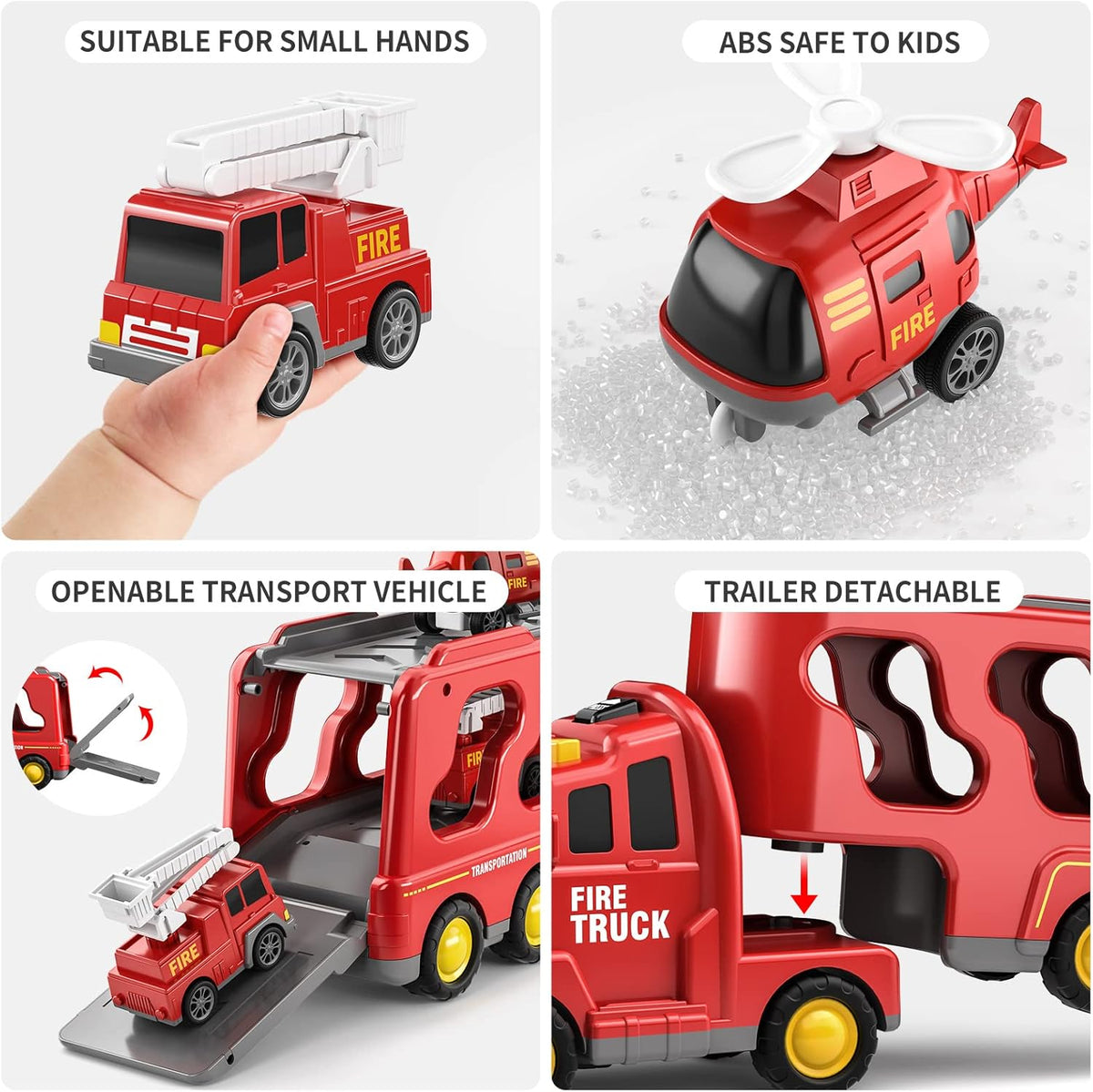 5-in-1 Fire Rescue Vehicle Carrier Toy Set