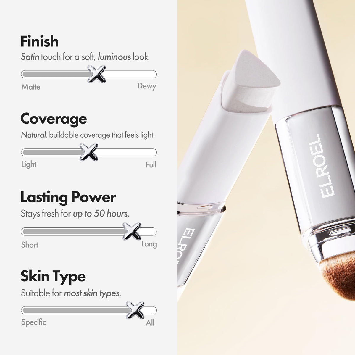 ELROEL Blanc Cover Cream Stick V with Detachable Brush