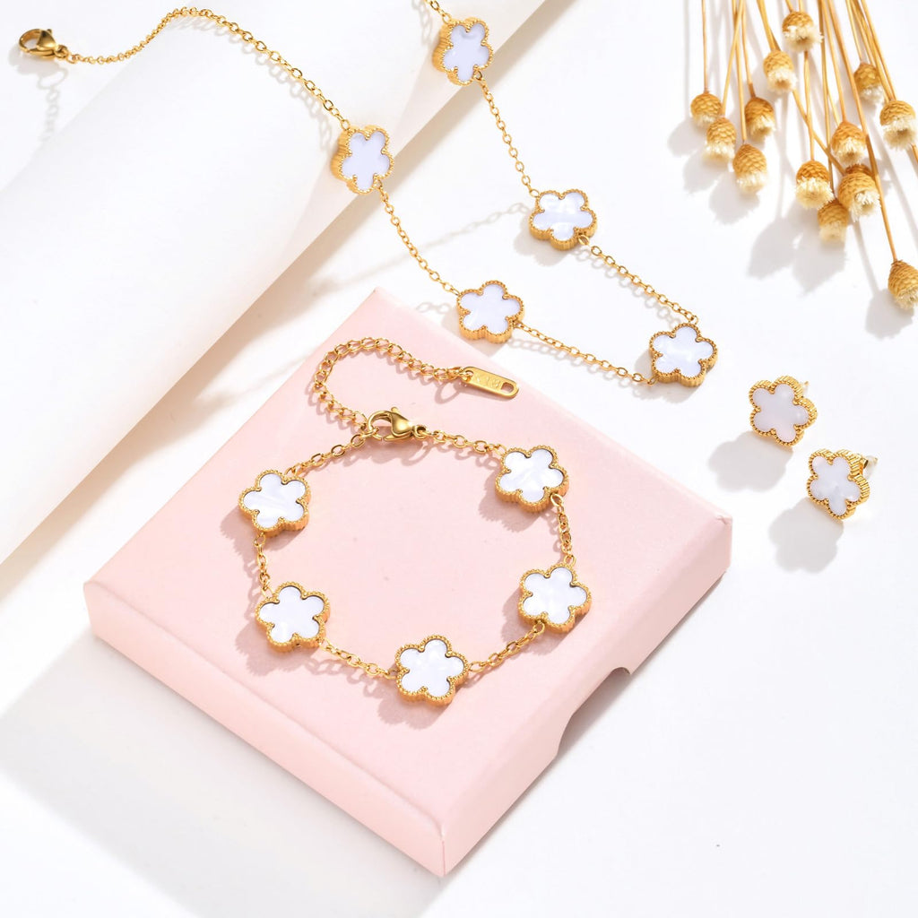 18K Gold-Plated Stainless Steel Floral Jewelry Set