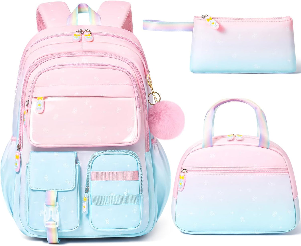 Girls’ School Backpack & Lunch Box Set, 3 Pieces