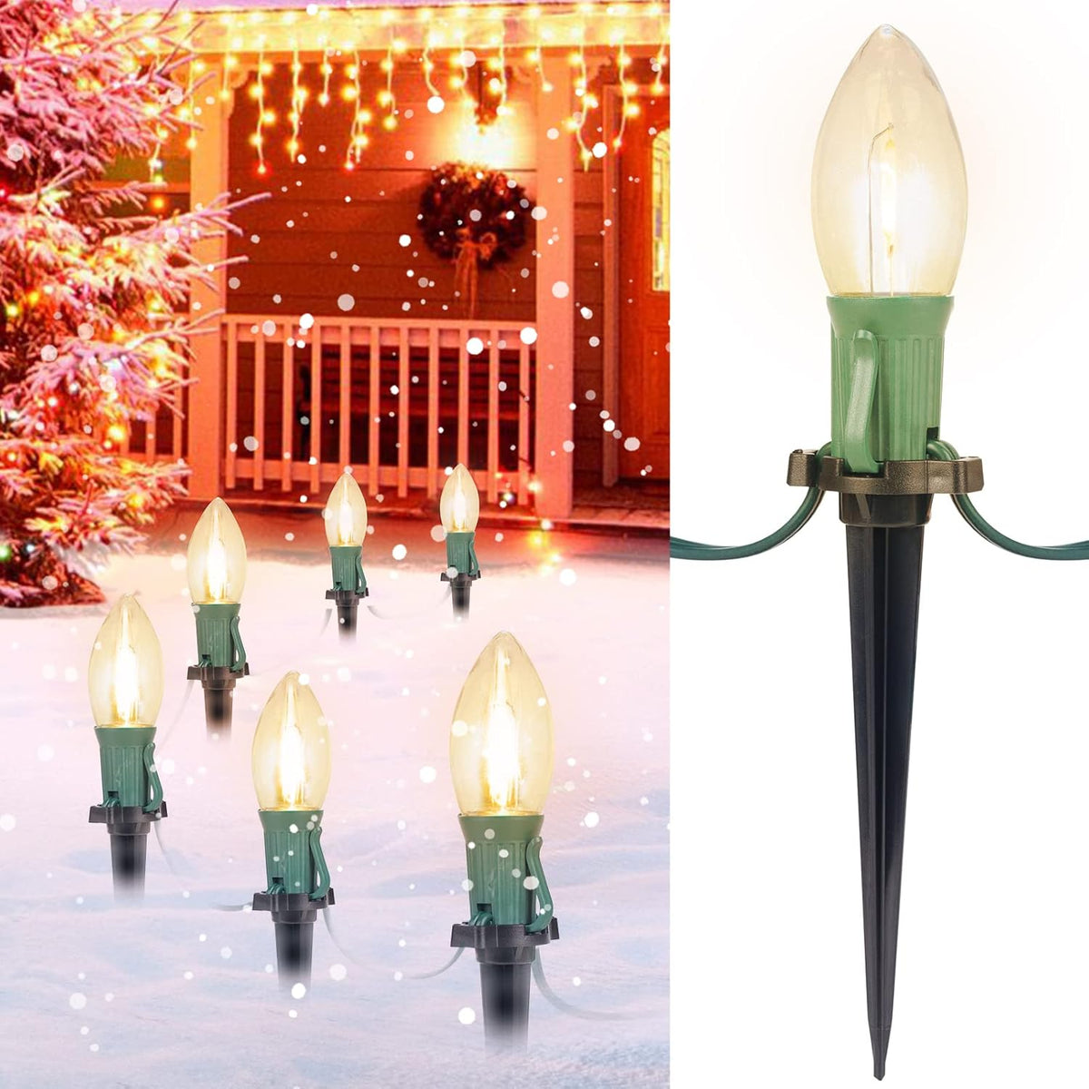 Outdoor C9 Christmas Pathway Lights with Stakes