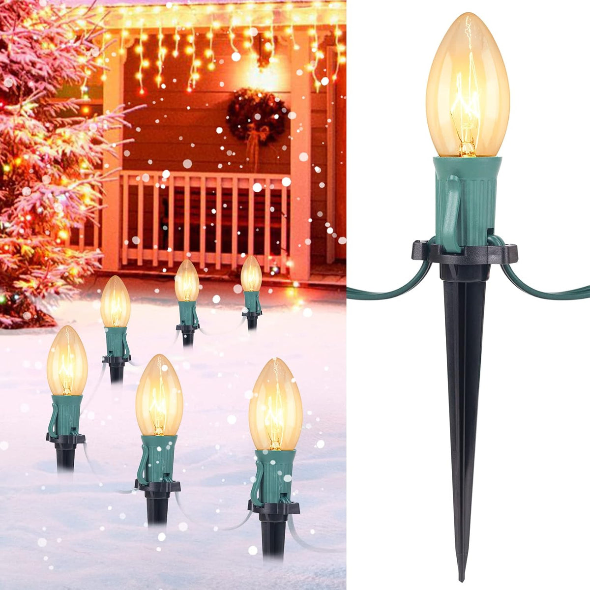 Outdoor C9 Christmas Pathway Lights with Stakes